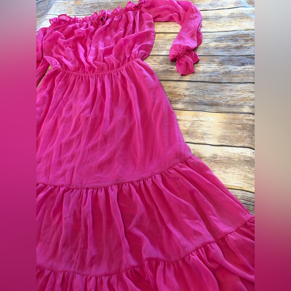 Vici Vibrant Pink‎ Off Shoulder Midi Dress - Picture 3 of 7